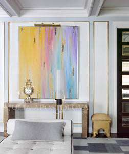 Original Painting, Minimalist Painting, Abstract Painting, Huge Wall Art Painting with Pastel Colours, Embellished with Gold Leaf, Julia Apostolova, Large Wall Art, Rainbow Colours, Bedroom Art