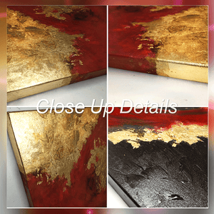 Red Gold Black Art, Gold Leaf Painting Abstract Gold Leaf, Large Luxury Wall Art by Julia Apostolova