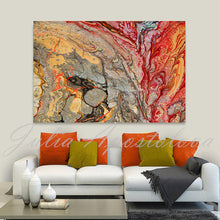red gold wall art colorful abstract canvas print, gold silver art, large painting, Endless Passion, julia apostolova, happy clients, review, clients home, contemporary, modern, interior, decor, wall art, colorful, textured, floral, red painting, gold and silver art, rectangular art, office, home decor, dinning room