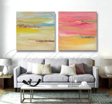 Pink Yellow Gold Abstract Print, Minima Art, Pink Yellow Gold, Interior, Decor, Livingroom, Interior Designer, Square Painting, Gold Leaf, Large Wall Art, ''The Light Of Peace Love And Hope'' Part 1