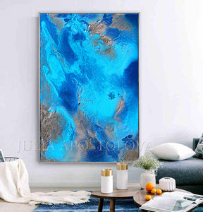 Abstract Ocean, Turquoise Silver Art Abstract Seascape Painting Embellished Canvas Print, Relaxing Ocean Sounds, Julia Apostolova,  Bedroom Art, Relaxing Art, Livingroom Wall Art, Blue Painting, Turquoise Painting, Abstract Painting, Sea Art, Zen, Spa Decor, Hotel Lobby Decor , office interior Office Decor Modern Art office decor ocean print ocean painting ocean canvas print ocean abstract wall art, glitter wall art, glitter painting glitter canvas, glitter art, glam wall art, glam interior