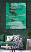 Turquoise Green Wall Art Zen Painting, Abstract Watercolor, Teal Landscape Canvas Print, Seascape Art, julia apostolova, teal wall art, minimalist painting, canvas wall art, large painting, zen decor, interior, living room, bedroom, interior designer