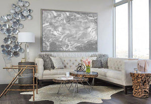 Elegant Art, Luxury Art, Minimalist Art, Abstract Painting Canvas Wall Art, Gray Wall Art, Julia Apostolova, Elegant Painting, Canvas Wall Art, Silver Shinning, Mettalic Accents, Interior, Glam, Living Room, Decor, Home Decor, Hotel Lobby, 