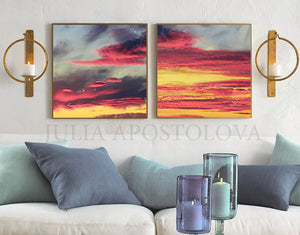 Sunset Canvas Wall Art, Abstract Cloud Paintings, Cloudscape, Nordic Art Set, Minimalist Wall Decor, Julia Apostolova, walldecor, wall decor, wall art trendy, wall art, visual fine art, nordic wall art, nordic decor, bedroom art, dreamy trend art, dreamy clouds, dream clouds, design, cloud oil painting, cloud canvas painting, cloud canvas art, cloud art set, cloud art print, cloud art painting, large wall art, large painting on canvas, abstract sunset art, visual art, office art, hotel decor, contemporary