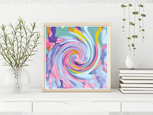 Abstract Swirl Pastel Colors Wall Art Canvas Painting Print for Bedroom Nursery Decor, Gift for Her
