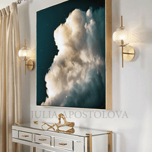 Large Cloud Painting, Dream Catcher, Dark Teal Wall Art Canvas, Trendy Decor, Julia Apostolova, Large Cloud Painting, Celestial Decor, Cloud Wall Art Abstract Teal White Clouds, Large Canvas, Cumulus Clouds, Cloud Painting, Emerald Cloud Art, Celestial Abstract, Teal White Cloud Wall Art Large Textured Canvas, Julia Apostolova, Cloud Abstract Painting, Dream Catcher, Interior, Bedroom, Living Room, Celestial Wall ART, Clouds. Cloud Wall Art, Art over Bed, Dreamy Decor, Hotel Lobby Art
