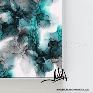 Large Wall Art, Abstract Painting, Canvas Art Print, Ink Painting, Gift for Her, Smoky Floral Dream, Teal Gray Wall Art, Large Canvas Print, READY TO HANG, Minimalist Abstract, Canvas Wall Art, Alcohol Ink Art, Tender color, romantic Painting, zen wall art, Contemporary Art, Modern Art Decor, Gallery Wrap Canvas Print, Original Painting, Abstract Alcohol, Julia Apostolova, elegant art, abstract floral wall art, floral painting, abstract floral print, large marble art, abstract marble, elegant art, interior
