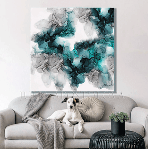 Abstract Painting, Teal Gray Wall Art, Ink Painting, Large Canvas Print, Gift for Her, READY TO HANG, Minimalist Abstract, Canvas Wall Art, Alcohol Ink Art, Tender color, romantic Painting, zen wall art, Contemporary Art, Abstract Art, Modern Art Decor, Gallery Wrap Canvas Print, Original Painting, Abstract Alcohol, artist Julia Apostolova, elegant art, abstract floral wall art, abstract floral painting, abstract floral print, large marble art, abstract marble, marble painting, elegant wall art, interior,