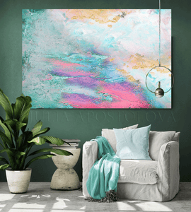 Gold Leaf Canvas Art Turquoise Gold Pink Minimalist Abstract Painting 'Azure Gem' by Julia Apostolova, Gold Leaf Paintung, Watercolor Abstract Painting Gold Leaf Canvas Art, gold leaf watercolor, julia apostolova, gold painting, abstract watercolor, seascape abstract, seascape, abstract seascape painting, Iceland from Above office wall art, gold leaf abstract canvas, gold leaf abstract art, interior decor, livingrom, interior designer, modern decor, office decor, luxury art, living room art, bedroom decor