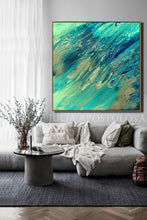 Turquoise Abstract Art Blue Painting Ocean Wall Art Canvas Print Seascape Wall Art, Julia Apostolova
