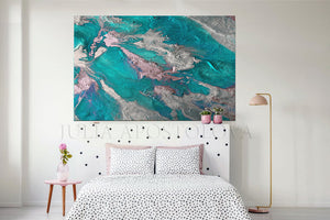 Teal Silver Wall Art, Marble Abstract, Ocean Art, Large Painting, Turquoise Purple, Embellished Canvas, Marble Wall Art, Purple and Teal, Abstract Ocean, Canvas Print, Seascape, Large Wall Art, Modern Painting, Julia Apostolova, turquoise and purple, turquoise and pink, interior decor, dining room, living room, Embellished Print, Earth Colors, Modern Painting, Seascape Abstract Painting