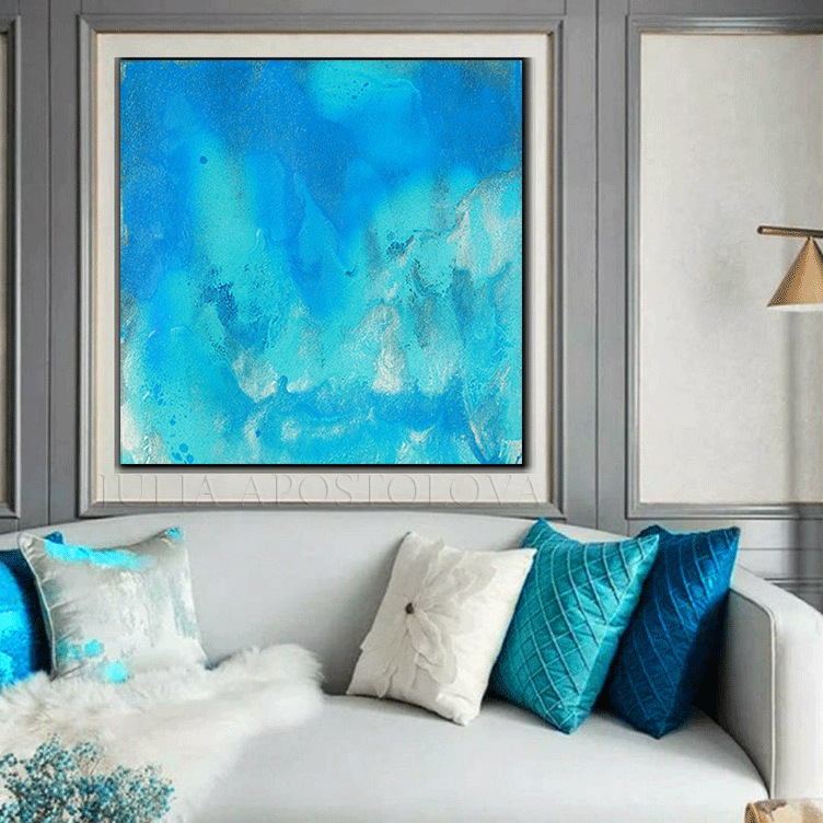 Turquoise Abstract Seascape Art, Beach Wall Decor, Teal Abstract Painting, Teal Art Print, Modern Decor, Living Room, Interior Decor, Ocean Abstract Art, Home Decor, Beach Art, Design, Interior Designer, Mediterranean Blue Abstract Painting Large Canvas Abstract Print Coastal Wall Art Decor, Coastal Decor, Ocean Waves, Abstract Print, Julia Apostolova, Turquoise Painting, Beach Wall Decor, Abstract Seascape, Summer Art, Large Wall Art, Fine Artist, livingroom, bathroom, interior, Airbnb hotel decor