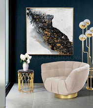 White Gold Black Abstract Art Design, Julia Apostolova, Modern Home Decor, Minimalist Painting, Contemorary Art Print, Bathroom, luxury, elegant interior design, living room, office deco