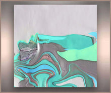 White Silver Gray Turquoise Abstract, Canvas Print, Minimalist Painting, Minimal Art, Modern Decor, Abstract Seascape, Large Wall Art,Fine Artist Julia Apostolova, Interior, Decor, Home Decor, Office Decor, Minimalist, Living Room, Design Interior Designer