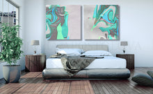 White Silver Gray Turquoise Abstract, Canvas Print, Minimalist Painting, Minimal Art, Modern Decor, Abstract Seascape, Large Wall Art,Fine Artist Julia Apostolova, Interior, Decor, Home Decor, Office Decor, Minimalist, Living Room, Diptych, Design Interior Designer