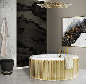 White Gold Black Abstract Art Design, Julia Apostolova, Modern Home Decor, Minimalist Painting, Contemorary Art Print, Bathroom, luxury, elegant interior design, living room, office deco