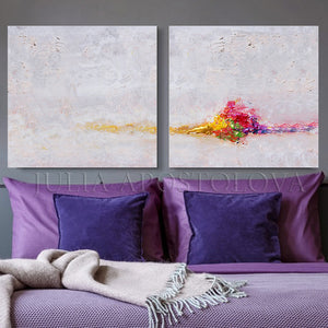 Minimalist White Wall Art Set of Two Abstract Textured Canvas Paintings for Elegant Interior Decor, White Abstract, Interior Design, White and Rainbow, Wall Art, Modern Paintings, Minimalist Decor, Bedroom Art, Office Decor, Home Art, Hotel Lobby Decor