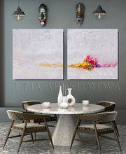 White Paintings, Cosy, Minimalist Wall Art Set of Two Abstract Textured Canvas Paintings for Elegant Interior Decor, White Abstract, Interior Design, White and Rainbow, Wall Art, Modern Paintings, Minimalist Decor, Bedroom Art, Office Decor, Home Art, Hotel Lobby Decor, sophisticated art